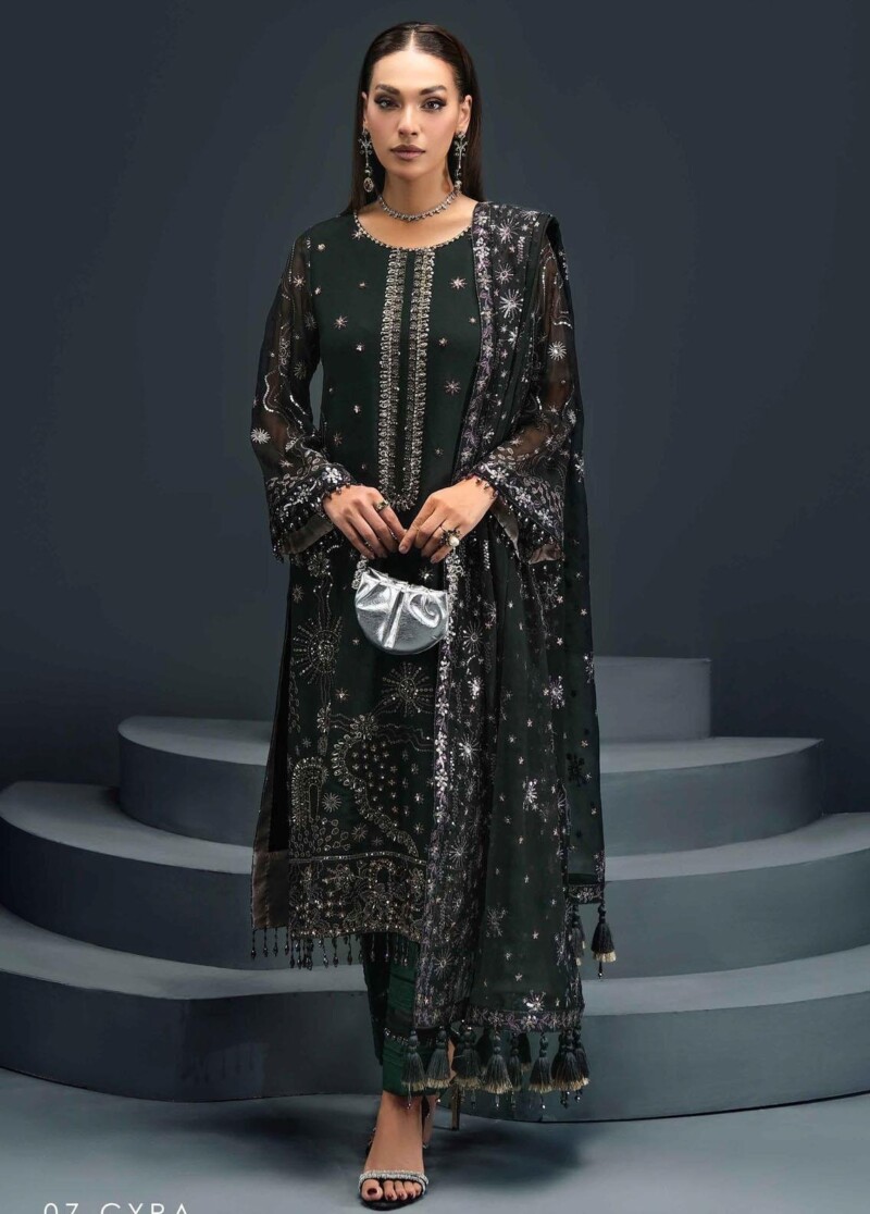 Alizeh Fashion D-07 Cyra Embroidered Chiffon 3Pc Suit Collection 2024