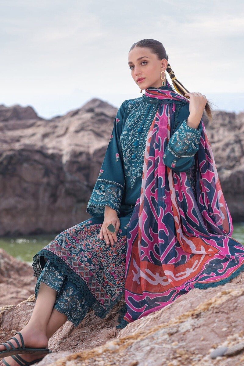 Ayzel Tropicana Azl-24-V2-07 Peacock Embroidered Lawn 3Pc Suit Collection 2024