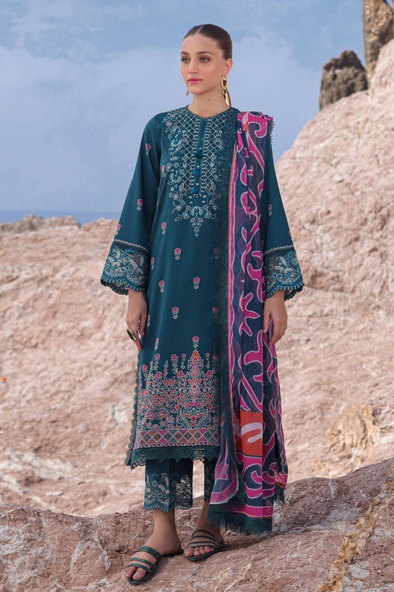 Ayzel Tropicana Azl-24-V2-07 Peacock Embroidered Lawn 3Pc Suit Collection 2024