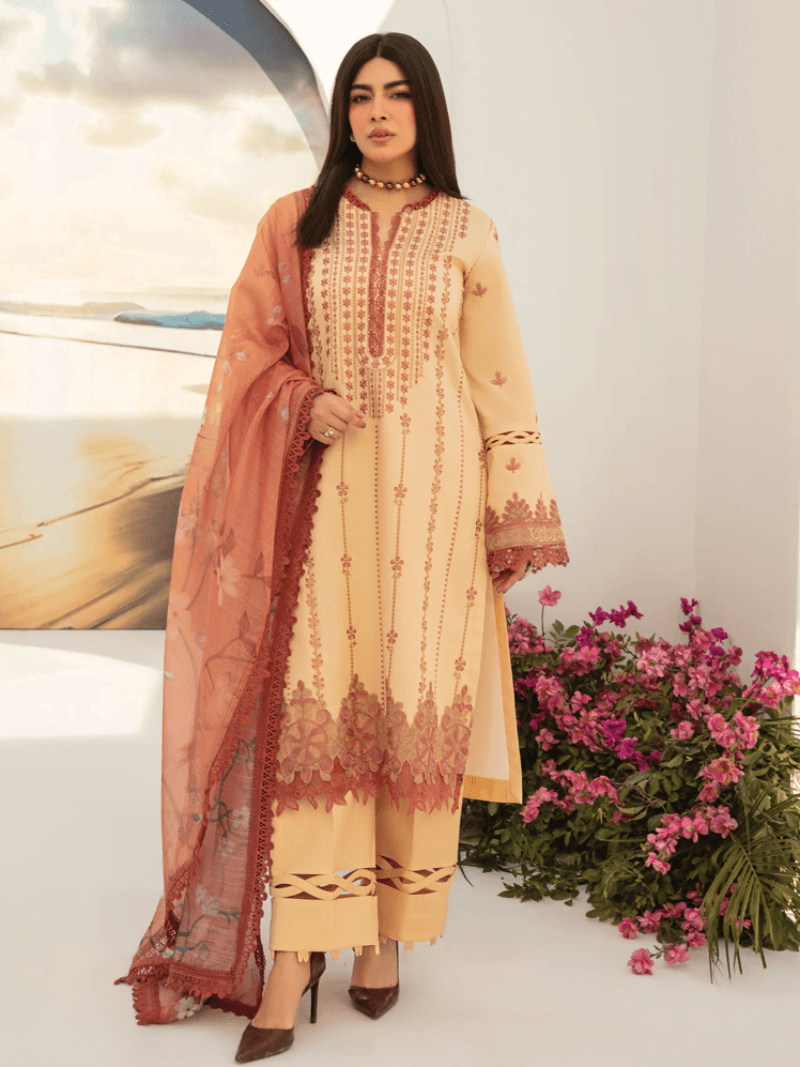 Rang Rasiya D-07 Hazel Florence Embroidered Lawn 3Pc Suit Collection 2024