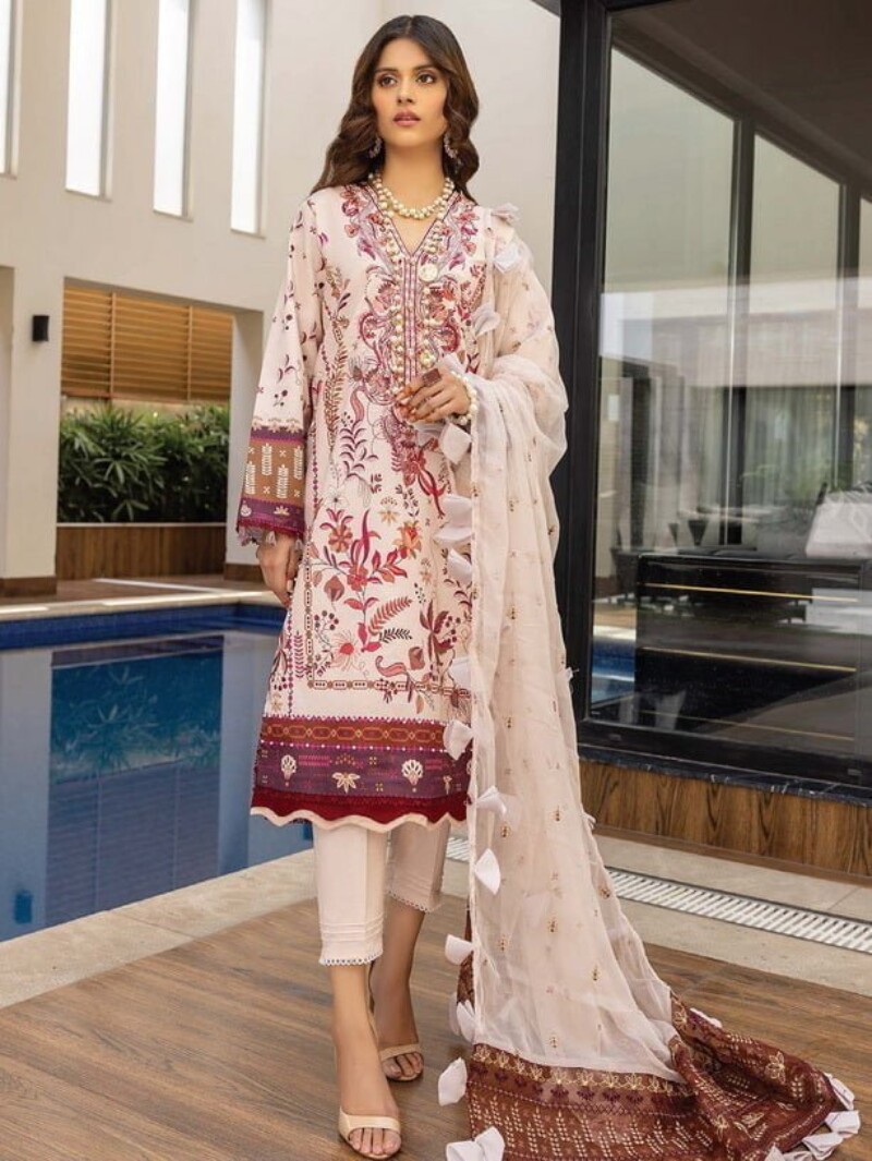 Humdum D-08 Embroidered Lawn 3Pc Suit Collection 2024