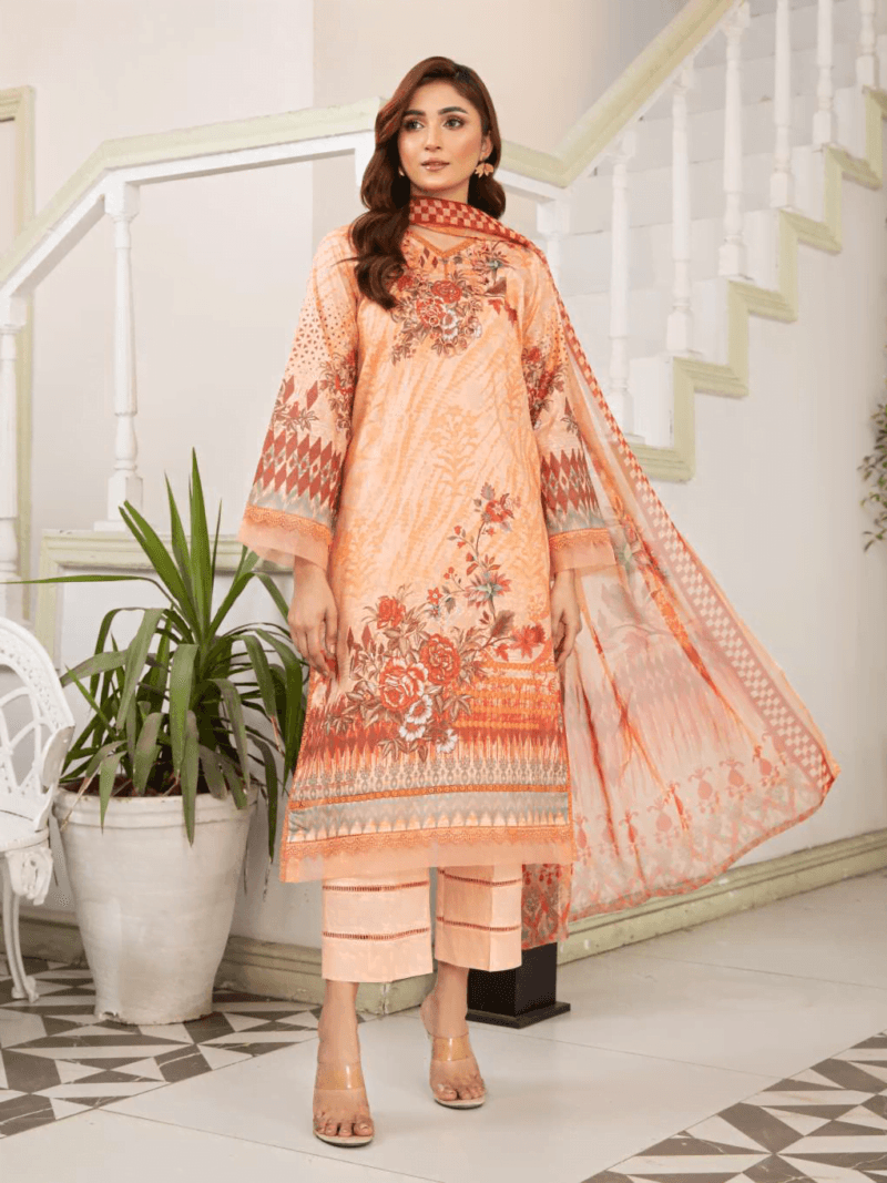 Al-Kareem Fabrics D-08 Printed Lawn 3Pc Suit Collection 2024