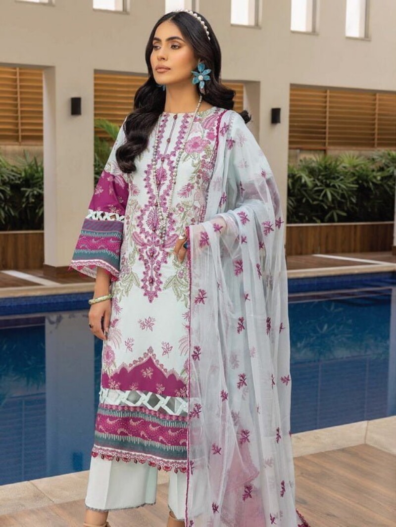 Humdum D-09 Embroidered Lawn 3Pc Suit Collection 2024