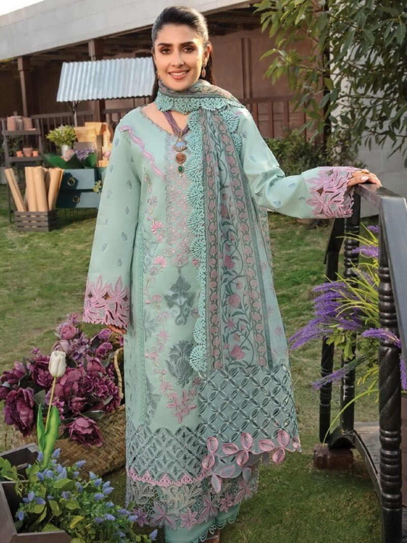 Rang Rasiya D-09 Amyra Premium Embroidered Lawn 3Pc Suit Collection 2024