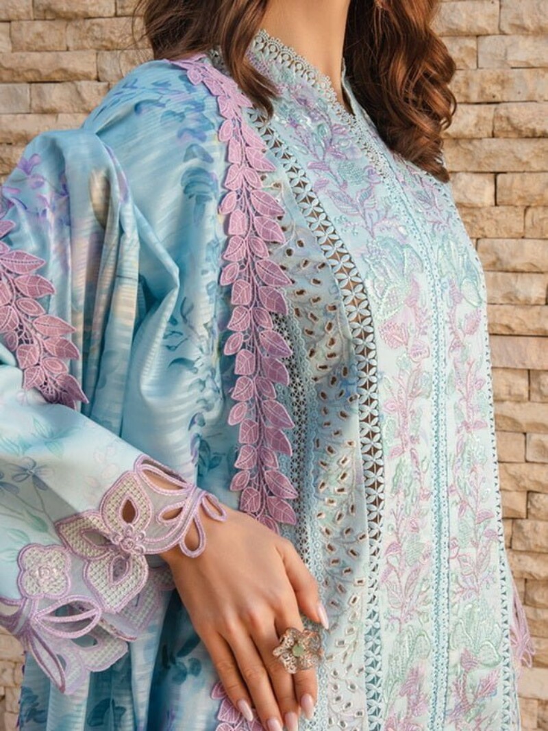 Rang Rasiya D-09 Ocean Carnation Embroidered Lawn 3Pc Suit Collection 2024