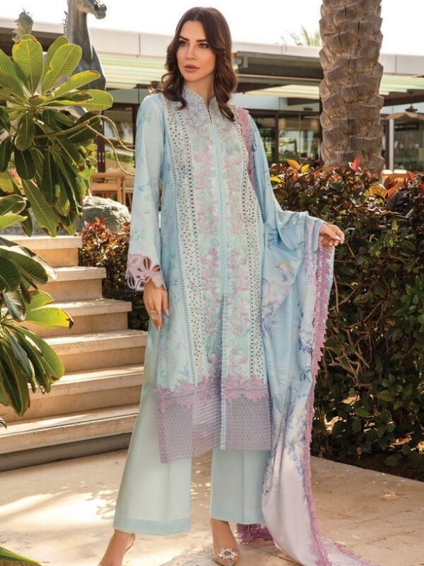 Rang Rasiya D-09 Ocean Carnation Embroidered Lawn 3Pc Suit Collection 2024