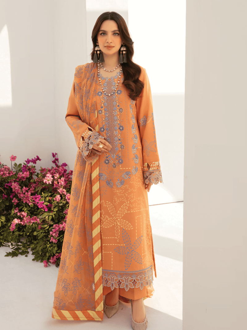 Rang Rasiya D-10 Cinnamon Florence Embroidered Lawn 3Pc Suit Collection 2024