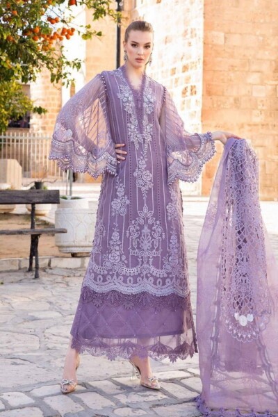 Maria.B D-2401-A Embroidered Luxury Lawn 3pc Suit Collection 2024