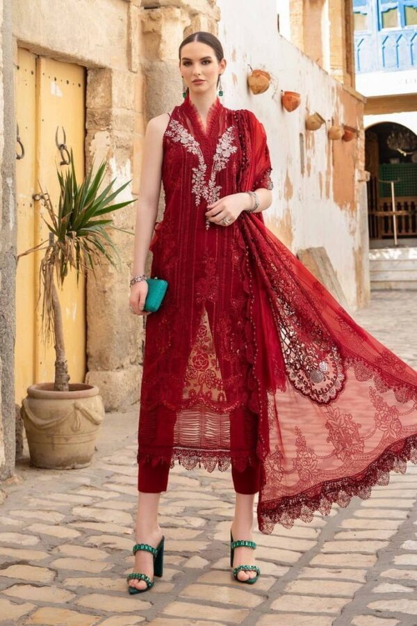 Maria.b D-2401-B Embroidered Luxury Lawn 3Pc Suit Collection 2024