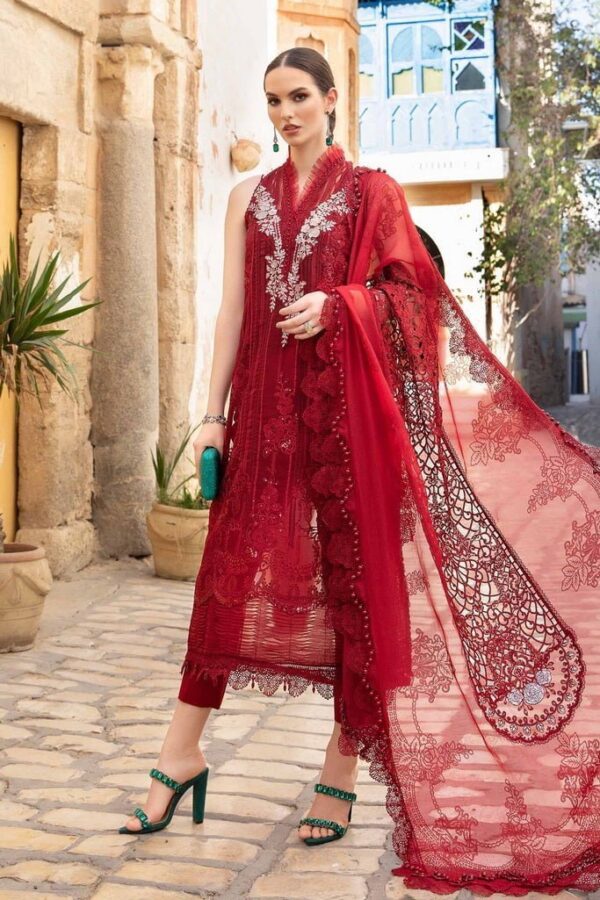 Maria.b D-2401-B Embroidered Luxury Lawn 3Pc Suit Collection 2024