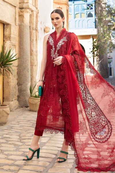 Maria.B D-2401-B Embroidered Luxury Lawn 3pc Suit Collection 2024