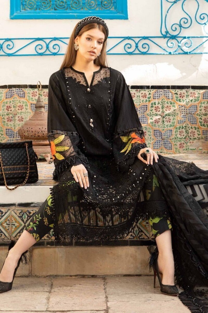 Maria.B D-2408-B Embroidered Luxury Lawn 3pc Suit Collection 2024