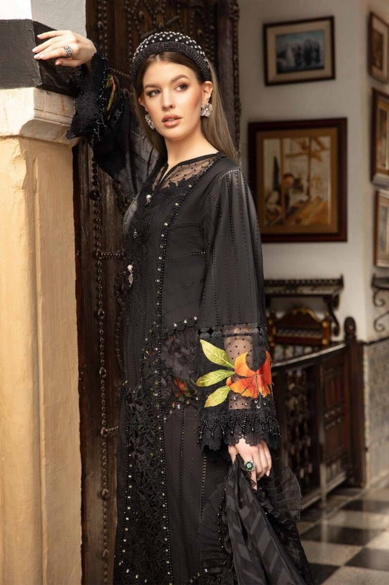 Maria.B D-2408-B Embroidered Luxury Lawn 3pc Suit Collection 2024