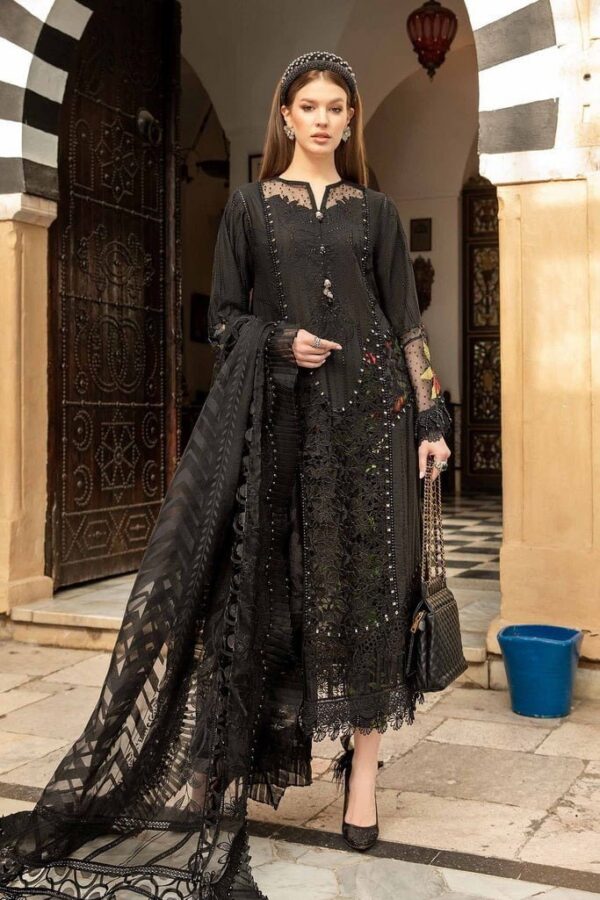 Maria.b D-2408-B Embroidered Luxury Lawn 3Pc Suit Collection 2024