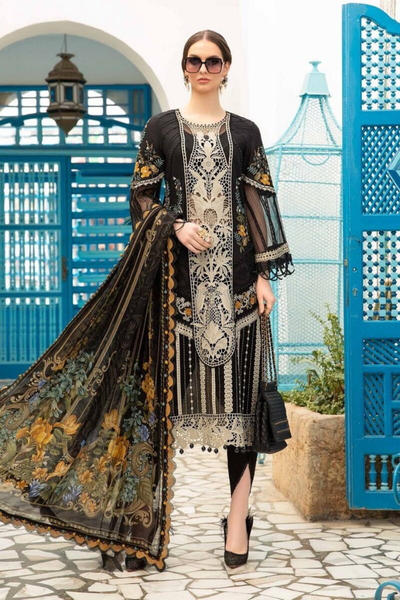 Maria.B D-2415-B Embroidered Luxury Lawn 3pc Suit Collection 2024