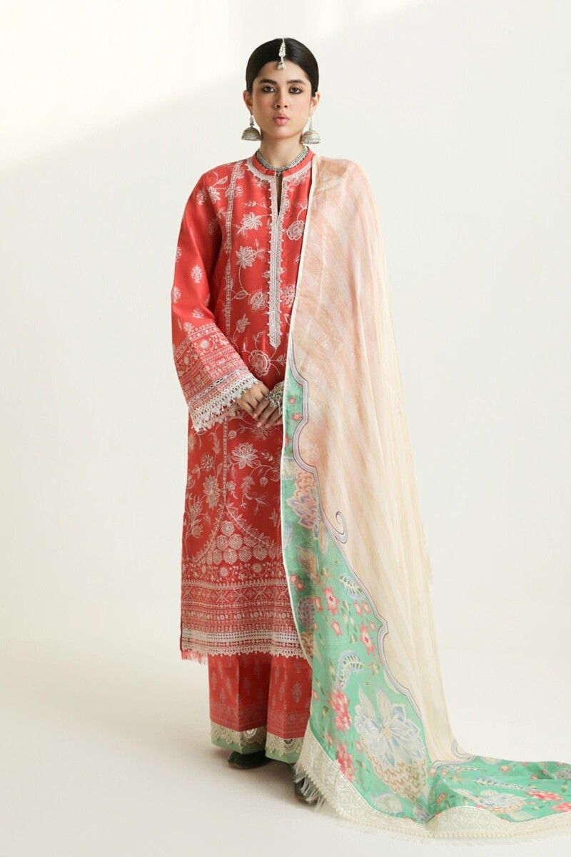 Zara Shahjahan D-01a Mahi Embroidered Luxury Lawn 3pc Suit Collection 2024