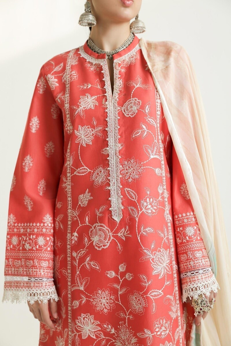 Zara Shahjahan D-01a Mahi Embroidered Luxury Lawn 3pc Suit Collection 2024