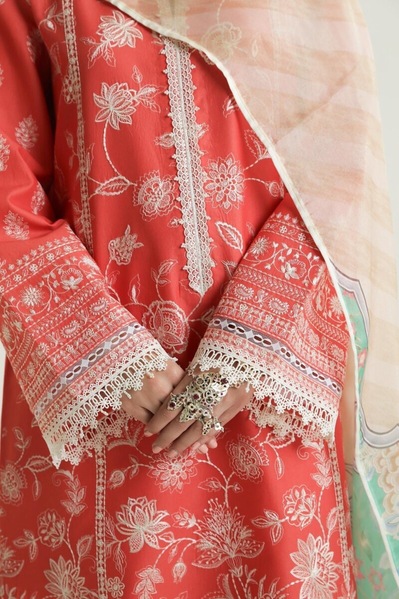 Zara Shahjahan D-01a Mahi Embroidered Luxury Lawn 3pc Suit Collection 2024