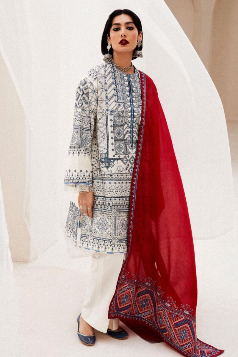 Zara Shahjahan D-02A Diya Embroidered Luxury Lawn 3Pc Suit Collection 2024