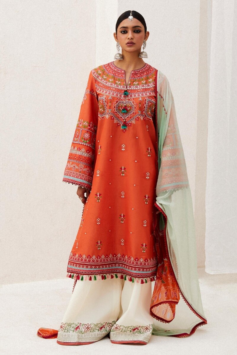 Zara Shahjahan D-07A Lamia Embroidered Luxury Lawn 3Pc Suit Collection 2024