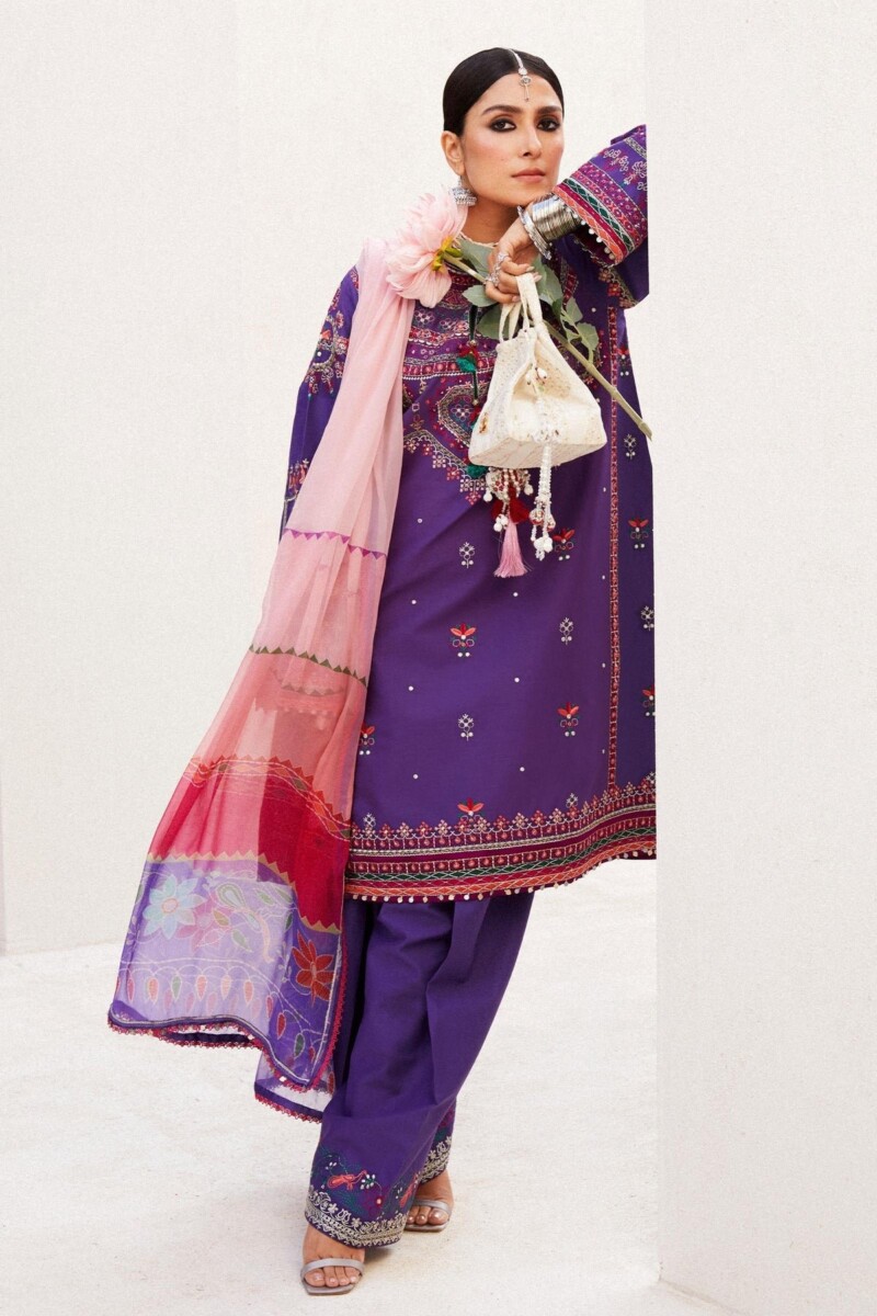 Zara Shahjahan D-07B Lamia Embroidered Luxury Lawn 3Pc Suit Collection 2024