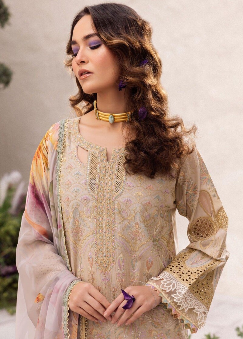 Iznik Dahlia Dl-03 Cascade Embroidered Luxury Lawn 3Pc Suit Collection 2024