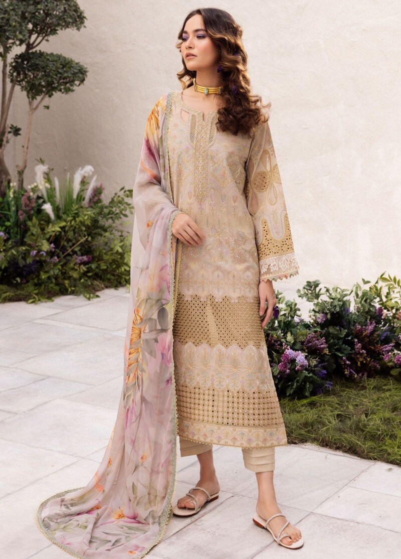 Iznik Dahlia Dl-03 Cascade Embroidered Luxury Lawn 3Pc Suit Collection 2024