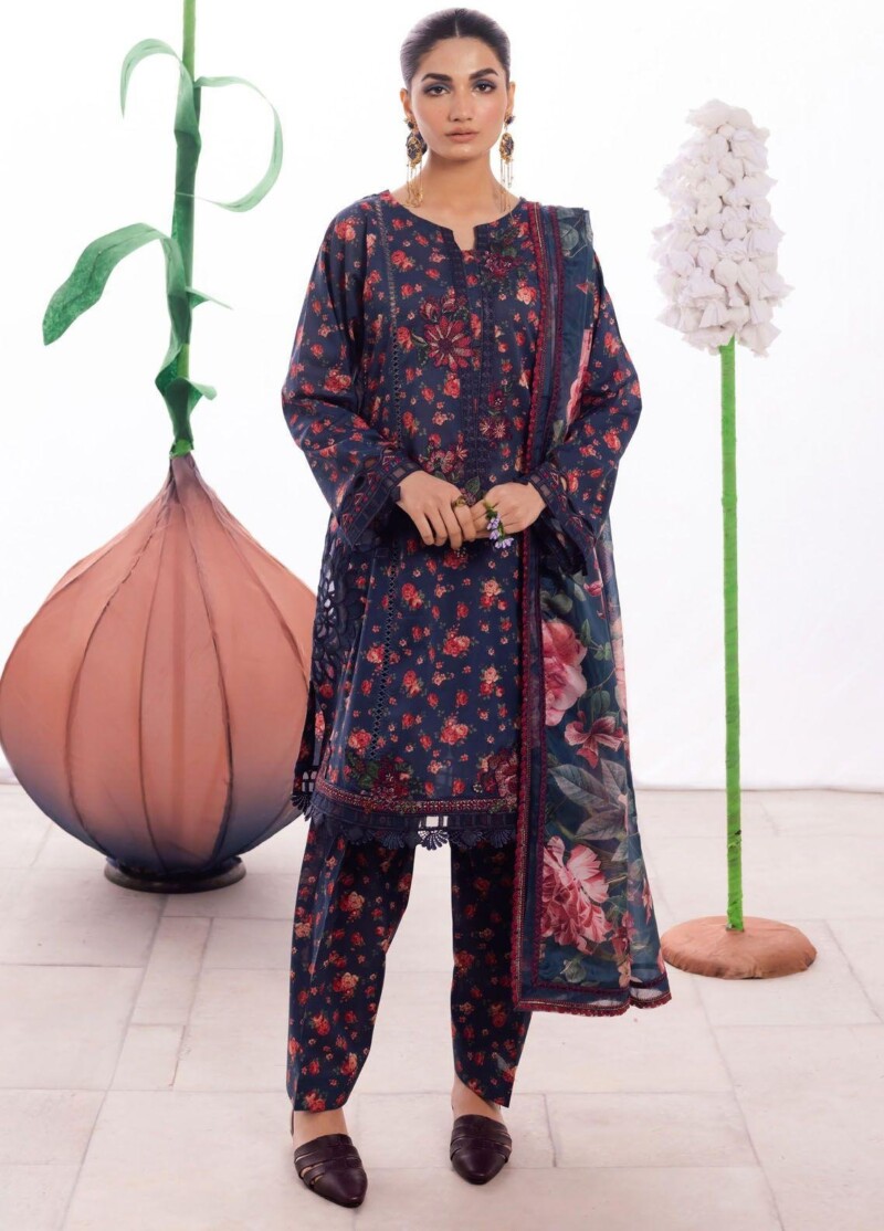 Iznik Dahlia Dl-07 Meadow Embroidered Luxury Lawn 3Pc Suit Collection 2024