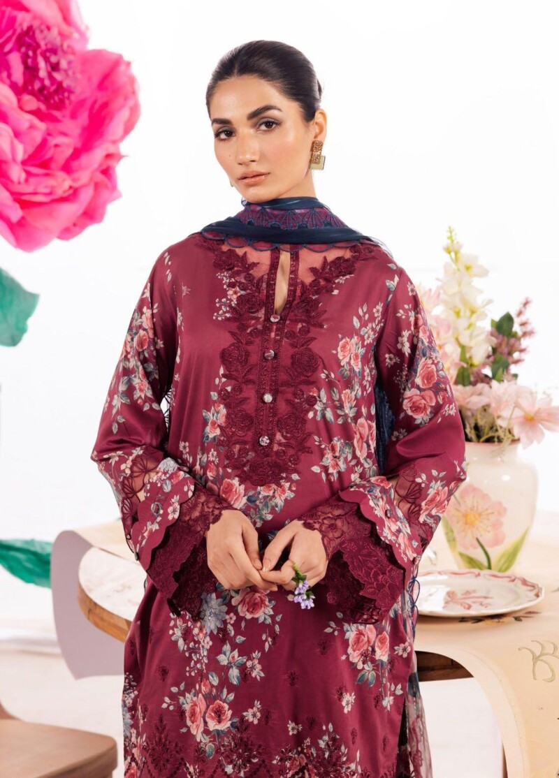 Iznik Dahlia Dl-11 Solistice Embroidered Luxury Lawn 3pc Suit Collection 2024