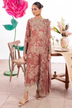 Iznik Dahlia Dl-12 Saffron Embroidered Luxury Lawn 3pc Suit Collection 2024