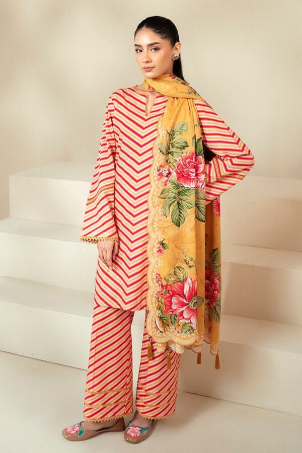 Cross Stitch Golden Rosado 3 Piece Lawn Suit