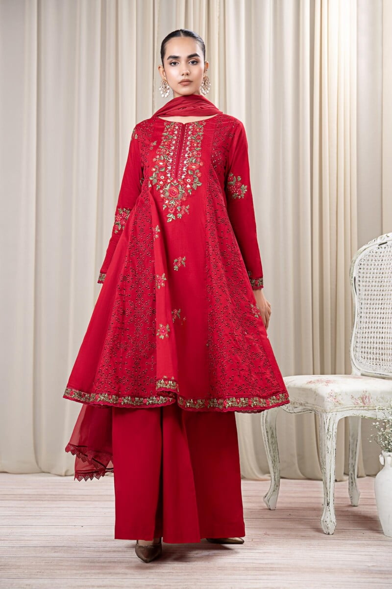 Maria B 3 Piece Embroidered Dobby Suit | DW-EF24-08 Casuals