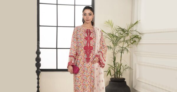 Maria B 3 Piece Embroidered Lawn Suit | Dw-Ef24-112 Luxury Pret