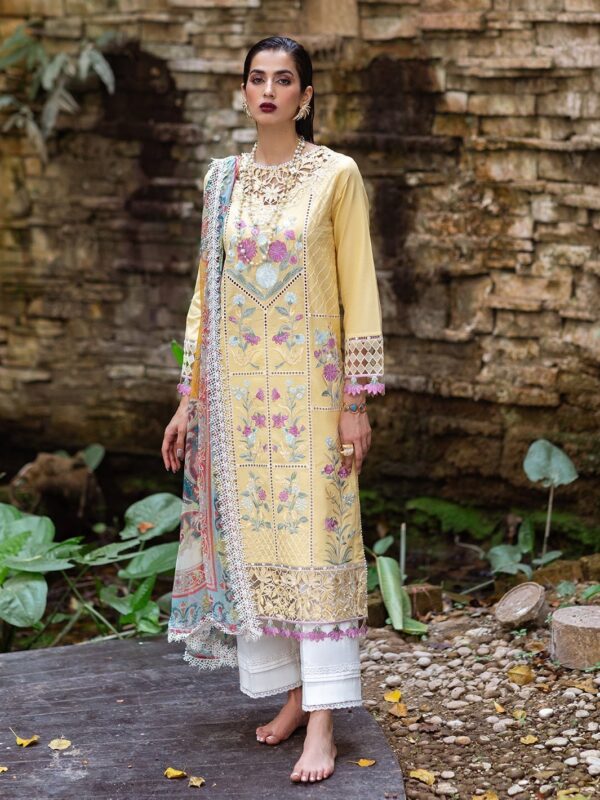 Roheenaz Dahlia Rnz-04A Daffodil Embroidered Lawn 3Pc Suit Collection 2024