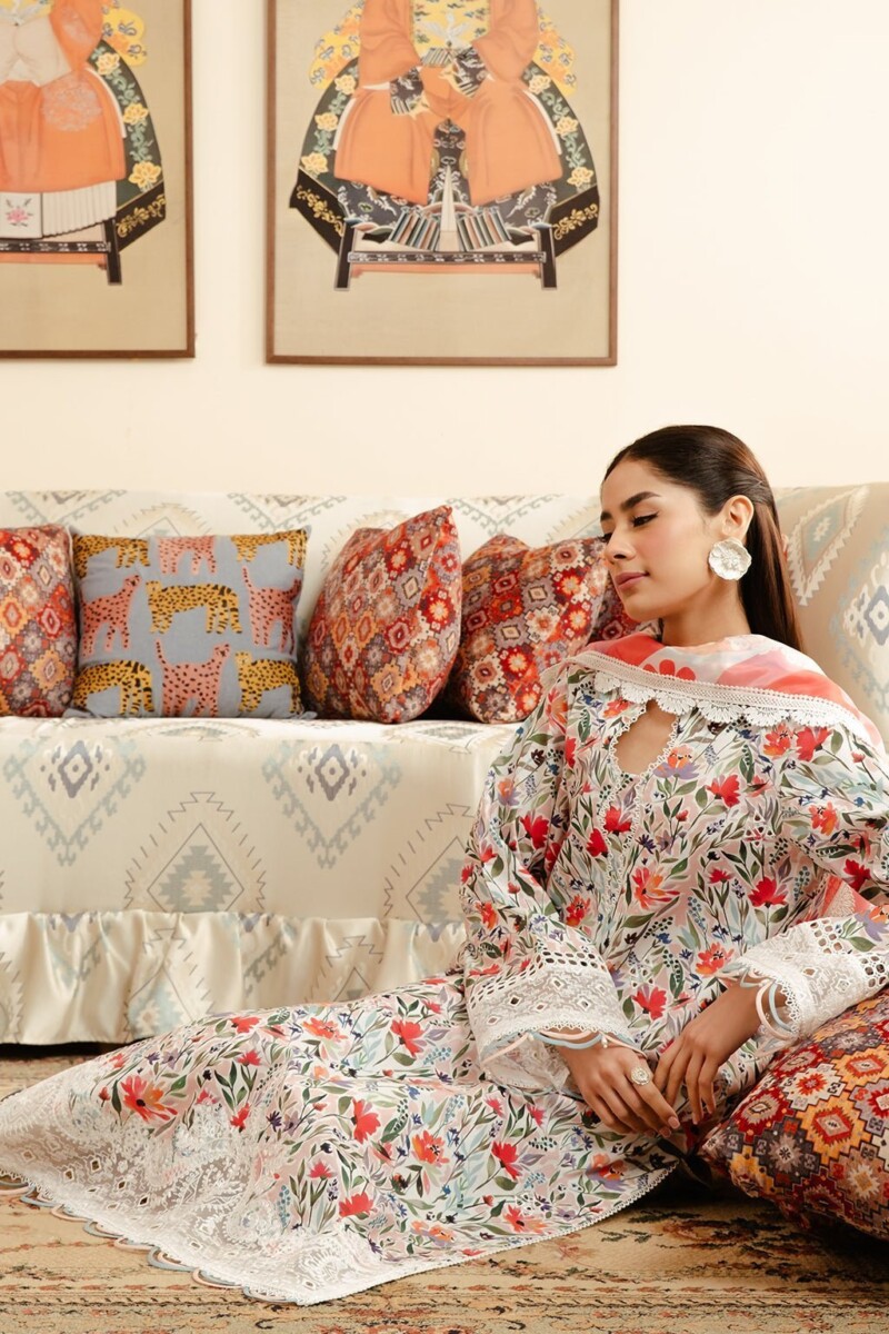 Afrozeh Malina Al-24-V3-06 Elira Embroidered Luxury Lawn 3Pc Suit Collection 2024