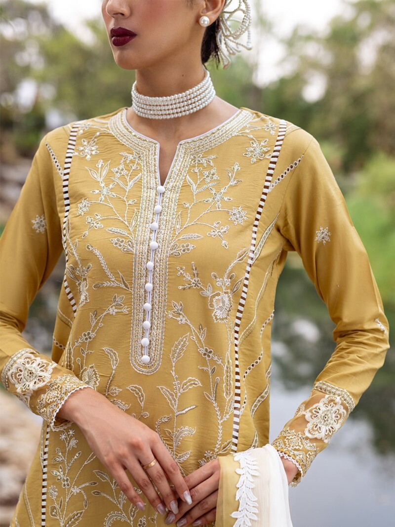 Roheenaz Dahlia Rnz-02A Forsythia Embroidered Lawn 3Pc Suit Collection 2024