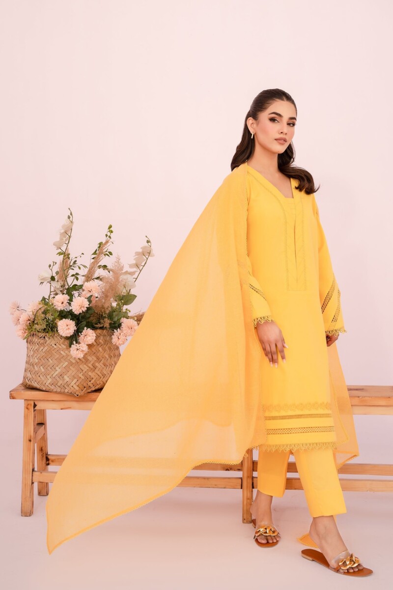 Hana Sunshine Sartorial Stitched Saffron Sartorial Stitched Summer Solids 3pc Collection 2024