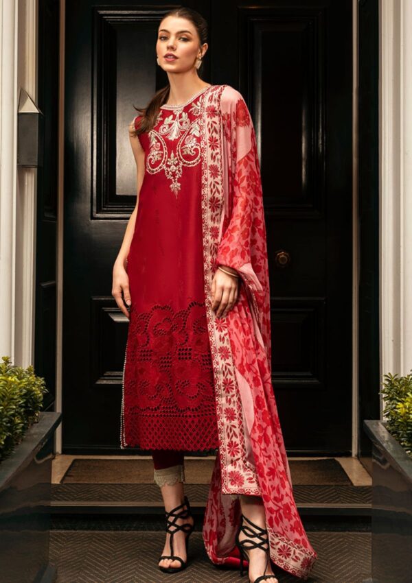 Mushq Hmc 06 Crimson Chic Hemline Odyssey Lawn Collection