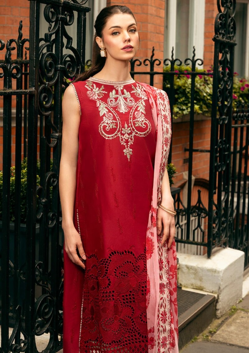 Mushq Hmc 06 Crimson Chic Hemline Odyssey Lawn Collection