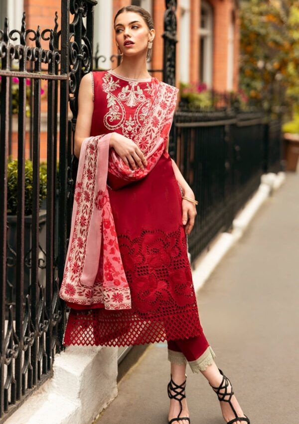 Mushq Hmc 06 Crimson Chic Hemline Odyssey Lawn Collection