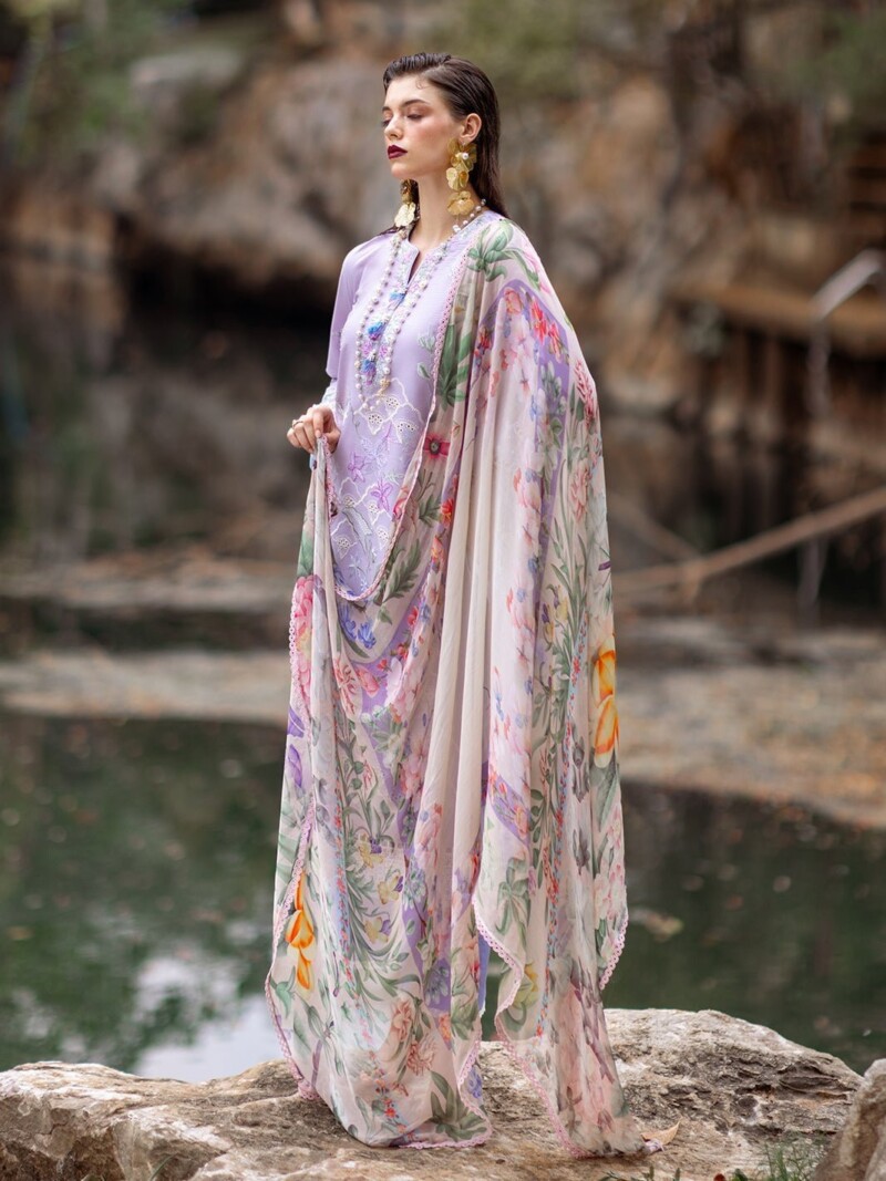 Roheenaz Dahlia Rnz-03B Iris Embroidered Lawn 3Pc Suit Collection 2024