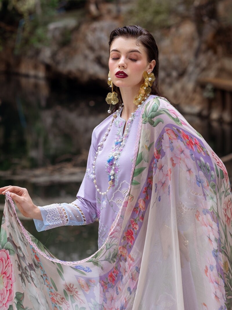 Roheenaz Dahlia Rnz-03B Iris Embroidered Lawn 3Pc Suit Collection 2024