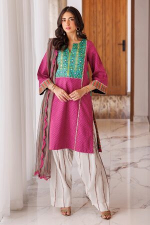 Charizma 3 Pc Printed Lawn Shirt With Chiffon Dupatta And Trouser Cnp 4 030 1