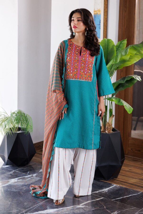 Charizma 3 Pc Printed Lawn Shirt With Chiffon Dupatta And Trouser Cnp 4 031