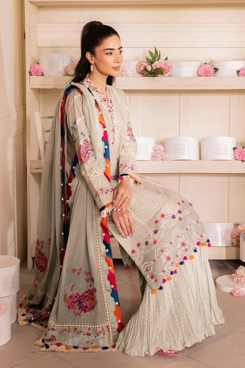 Saad Shaikh Lamour D-02 Elara Lamour Embroidered Luxury Lawn Collection 2024