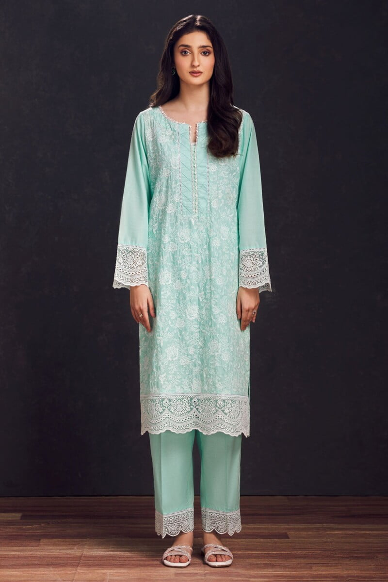 Motifz 3998-Sea-Green Schiffli Embroidered Lawn Stitched Casuals