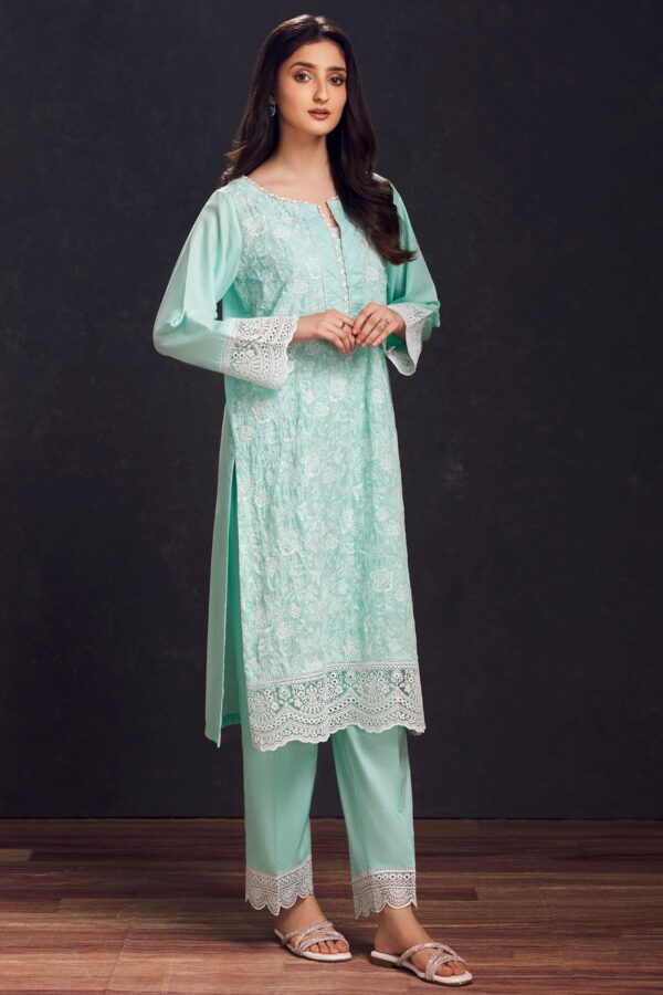 Motifz 3998-Sea-Green Schiffli Embroidered Lawn Stitched Casuals