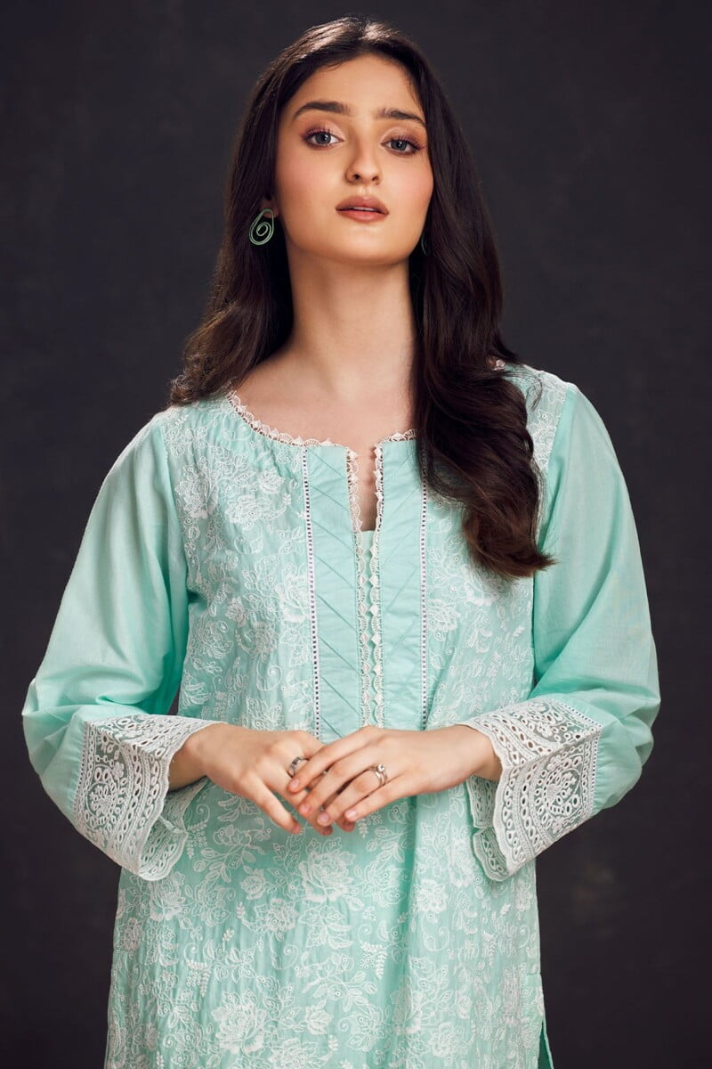 Motifz 3998-Sea-Green Schiffli Embroidered Lawn Stitched Casuals