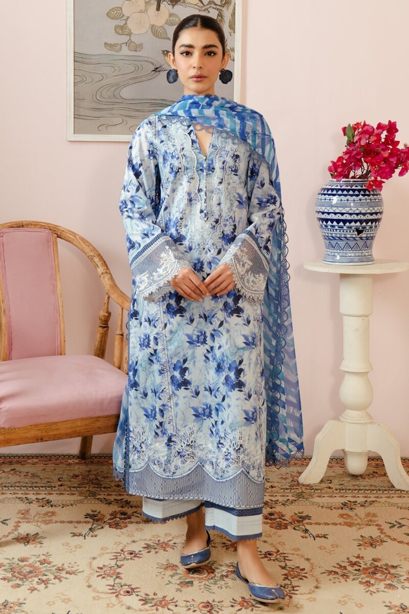 Afrozeh Malina Al-24-V3-10 Merial Embroidered Luxury Lawn 3Pc Suit Collection 2024