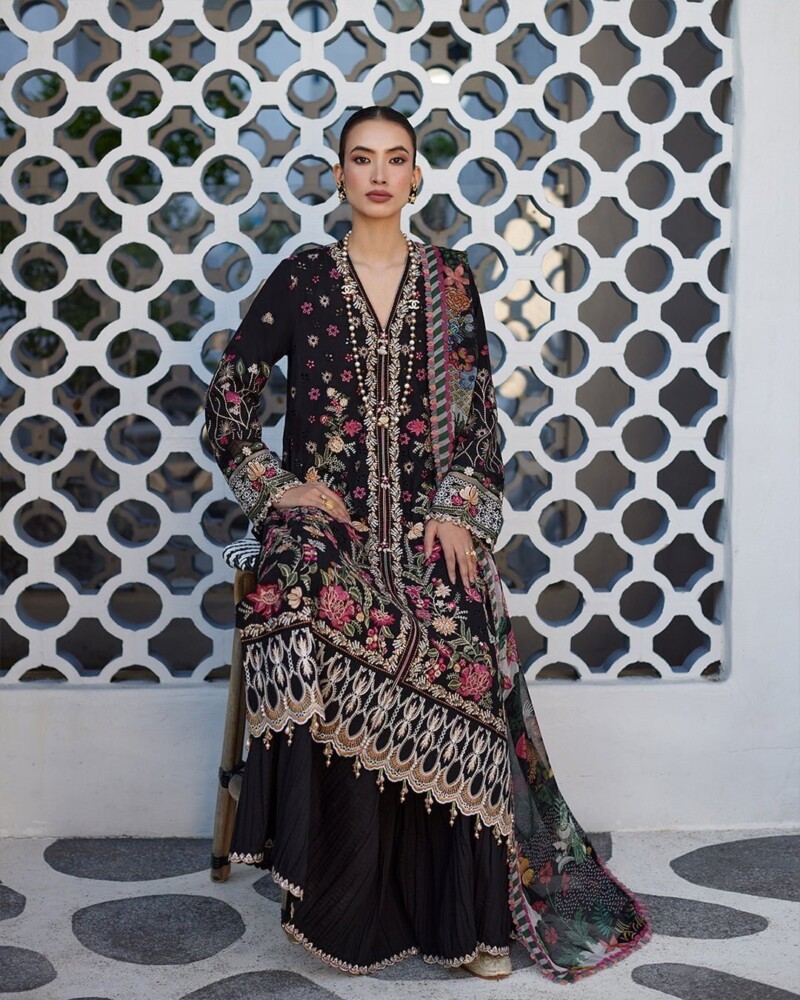 Faiza Saqlain Merle Embroidered Lawn 3Pc Suit Collection 2024